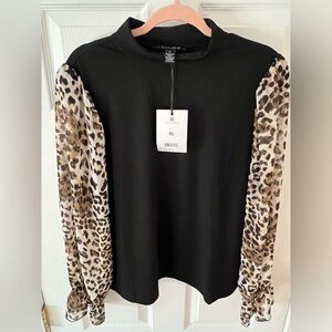 NWT- A Love Story - Top with Sheer Sleeves - Size XL